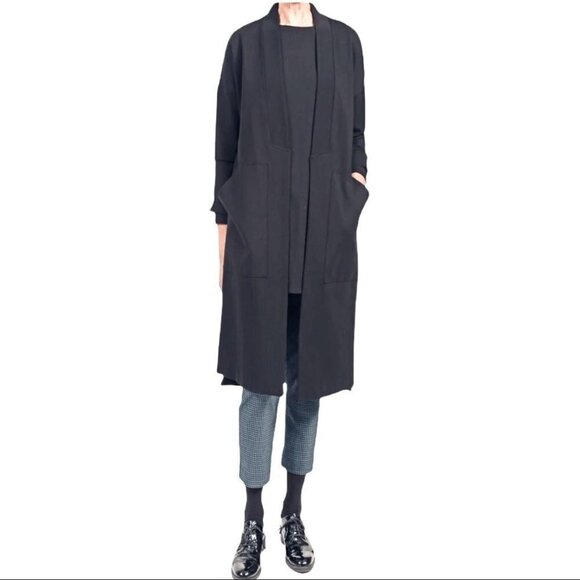 * AYRTIGHT Charcoal Wool Blend Cocoon Coat Size S